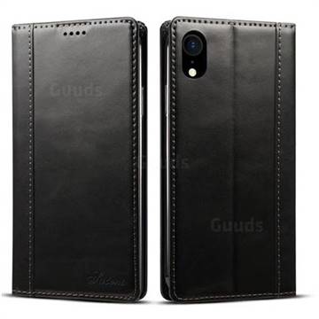 Suteni Luxury Classic Genuine Leather Phone Case for iPhone Xr (6.1 inch) - Black