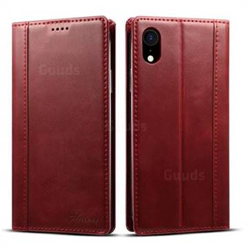 Suteni Luxury Classic Genuine Leather Phone Case for iPhone Xr (6.1 inch) - Red