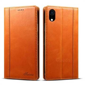 Suteni Luxury Classic Genuine Leather Phone Case for iPhone Xr (6.1 inch) - Khaki