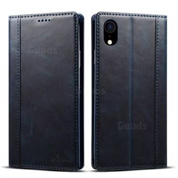Suteni Luxury Classic Genuine Leather Phone Case for iPhone Xr (6.1 inch) - Blue