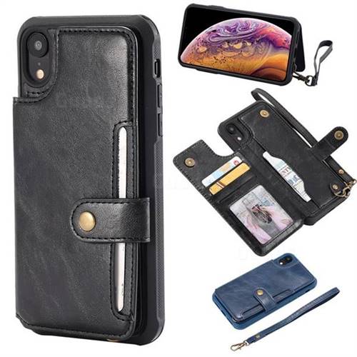Retro Aristocratic Demeanor Anti-fall Leather Phone Back Cover for iPhone Xr (6.1 inch) - Black