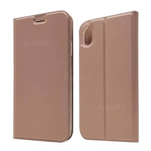 Ultra Slim Card Magnetic Automatic Suction Leather Wallet Case for iPhone Xr (6.1 inch) - Rose Gold