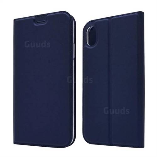 Ultra Slim Card Magnetic Automatic Suction Leather Wallet Case for iPhone Xr (6.1 inch) - Royal Blue