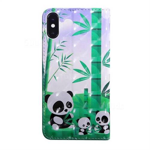 Eating Bamboo Pandas 3D Painted Leather Wallet Case for iPhone Xr (6.1