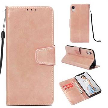 Retro Phantom Smooth PU Leather Wallet Holster Case for iPhone Xr (6.1 inch) - Rose Gold
