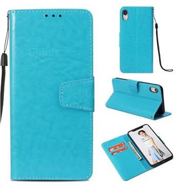 Retro Phantom Smooth PU Leather Wallet Holster Case for iPhone Xr (6.1 inch) - Sky Blue