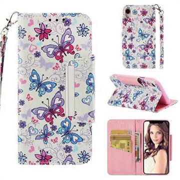 Colored Butterfly Big Metal Buckle PU Leather Wallet Phone Case for iPhone Xr (6.1 inch)