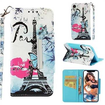 Lip Tower Big Metal Buckle PU Leather Wallet Phone Case for iPhone Xr (6.1 inch)