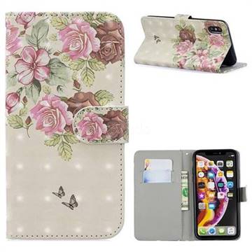 Beauty Rose 3D Painted Leather Phone Wallet Case for iPhone Xr (6.1 inch)