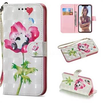 Flower Panda 3D Painted Leather Wallet Phone Case for iPhone Xr (6.1 inch)