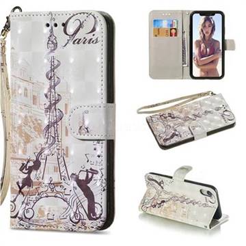 Tower Couple 3D Painted Leather Wallet Phone Case for iPhone Xr (6.1 inch)
