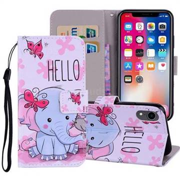 Butterfly Elephant PU Leather Wallet Phone Case Cover for iPhone Xr (6.1 inch)
