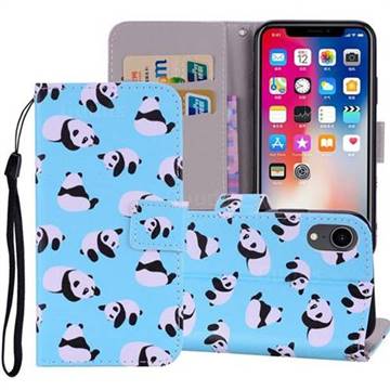 Panda PU Leather Wallet Phone Case Cover for iPhone Xr (6.1 inch)