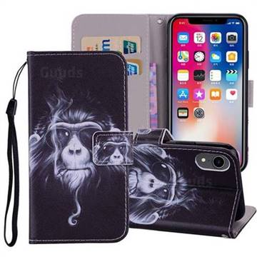 Chimpanzee PU Leather Wallet Phone Case Cover for iPhone Xr (6.1 inch)