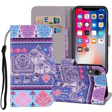 Totem Elephant PU Leather Wallet Phone Case Cover for iPhone Xr (6.1 inch)