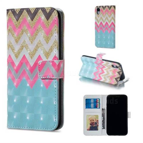 Color Wave 3D Painted Leather Phone Wallet Case for iPhone Xr (6.1 inch)