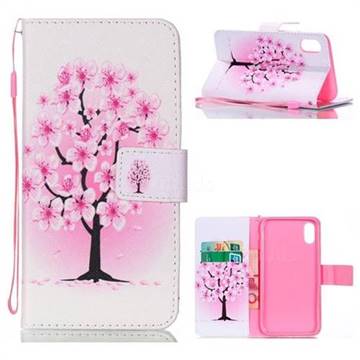 Peach Flower Leather Wallet Phone Case for iPhone Xr (6.1 inch)