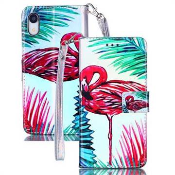 Flamingo Blue Ray Light PU Leather Wallet Case for iPhone Xr (6.1 inch)