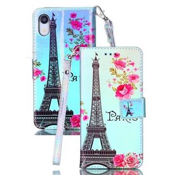 Eiffel Tower Blue Ray Light PU Leather Wallet Case for iPhone Xr (6.1 inch)