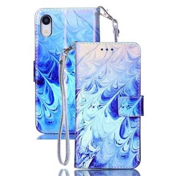 Blue Feather Blue Ray Light PU Leather Wallet Case for iPhone Xr (6.1 inch)