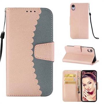 Lace Stitching Mobile Phone Case for iPhone Xr (6.1 inch) - Dark Blue