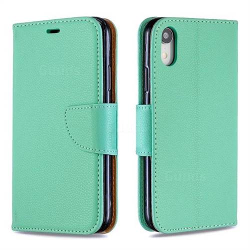 Classic Luxury Litchi Leather Phone Wallet Case for iPhone Xr (6.1 inch) - Green