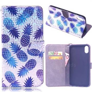 Pineapple Laser Light PU Leather Wallet Case for iPhone Xr (6.1 inch)