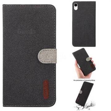 Linen Cloth Pudding Leather Case for iPhone Xr (6.1 inch) - Black