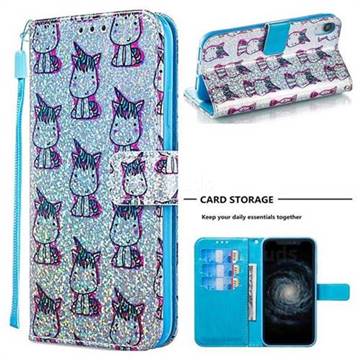 Little Unicorn Sequins Painted Leather Wallet Case for iPhone Xr (6.1 inch)