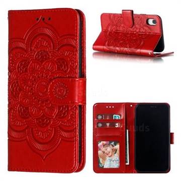 Intricate Embossing Datura Solar Leather Wallet Case for iPhone Xr (6.1 inch) - Red