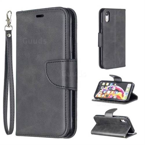 Classic Sheepskin PU Leather Phone Wallet Case for iPhone Xr (6.1 inch) - Black