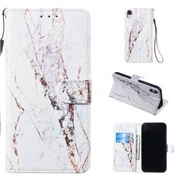 White Marble Smooth Leather Phone Wallet Case for iPhone Xr (6.1 inch)