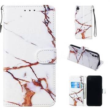Platinum Marble Smooth Leather Phone Wallet Case for iPhone Xr (6.1 inch)