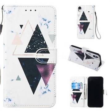 Triangle Marble Smooth Leather Phone Wallet Case for iPhone Xr (6.1 inch)