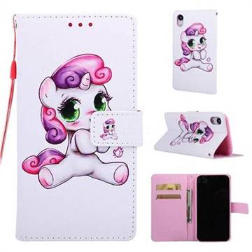Playful Pony Matte Leather Wallet Phone Case for iPhone Xr (6.1 inch)