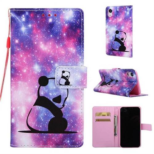 Panda Baby Matte Leather Wallet Phone Case for iPhone Xr (6.1 inch)