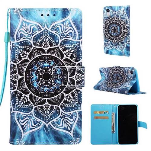 Underwater Mandala Matte Leather Wallet Phone Case for iPhone Xr (6.1 inch)