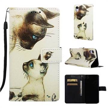 Cat Confrontation Matte Leather Wallet Phone Case for iPhone Xr (6.1 inch)