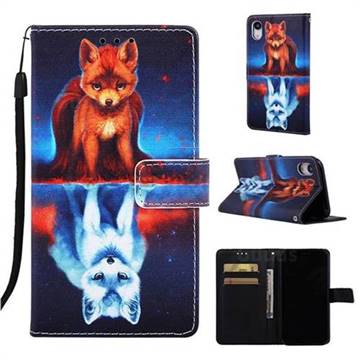 Water Fox Matte Leather Wallet Phone Case for iPhone Xr (6.1 inch)