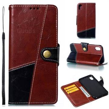 Retro Magnetic Stitching Wallet Flip Cover for iPhone Xr (6.1 inch) - Dark Red
