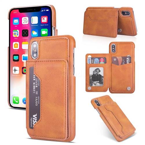 Luxury Magnetic Double Buckle Leather Phone Case for iPhone Xr (6.1 inch) - Brown