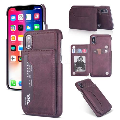 Luxury Magnetic Double Buckle Leather Phone Case for iPhone Xr (6.1 inch) - Purple