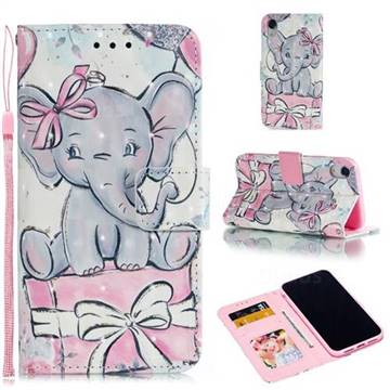 Bow Elephant 3D Painted Leather Phone Wallet Case for iPhone Xr (6.1 inch)