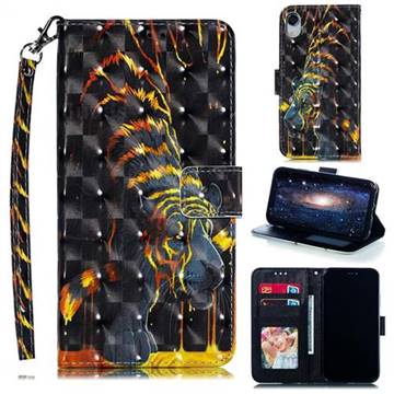 Tiger Totem 3D Painted Leather Phone Wallet Case for iPhone Xr (6.1 inch)