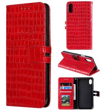 Luxury Crocodile Magnetic Leather Wallet Phone Case for iPhone Xr (6.1 inch) - Red