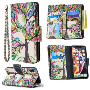 The Tree of Life Binfen Color BF03 Retro Zipper Leather Wallet Phone Case for iPhone Xr (6.1 inch)