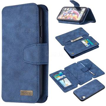 Binfen Color BF07 Frosted Zipper Bag Multifunction Leather Phone Wallet for iPhone Xr (6.1 inch) - Blue