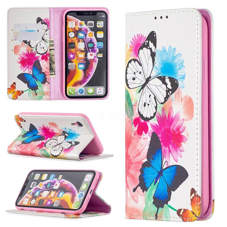 Flying Butterflies Slim Magnetic Attraction Wallet Flip Cover for iPhone Xr (6.1 inch)