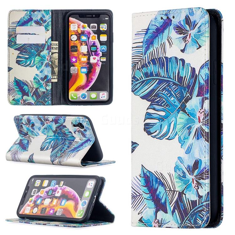 Blue Leaf Slim Magnetic Attraction Wallet Flip Cover for iPhone Xr (6.1 inch)