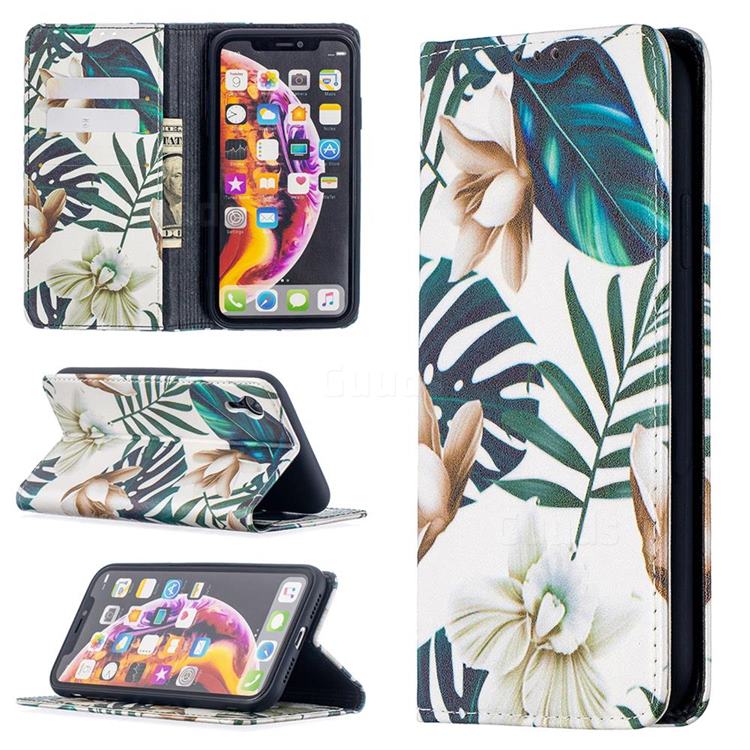 Flower Leaf Slim Magnetic Attraction Wallet Flip Cover for iPhone Xr (6.1 inch)